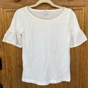 J. Crew | White Top with Eyelet Sleeves, size xs